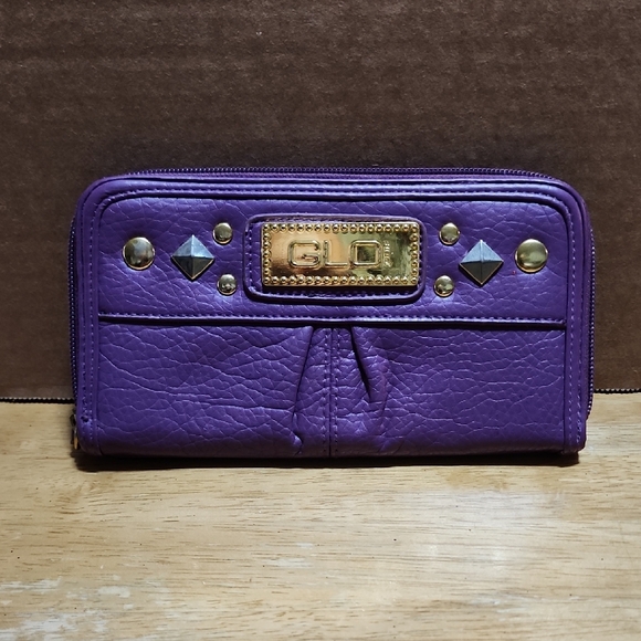 Coach Purple Leather Studded Shoulder Bag with Silver...